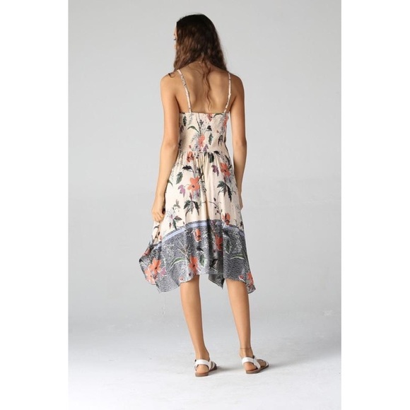 Boho Smocked Bodice Scarf Hem Sundress - Picture 2 of 4